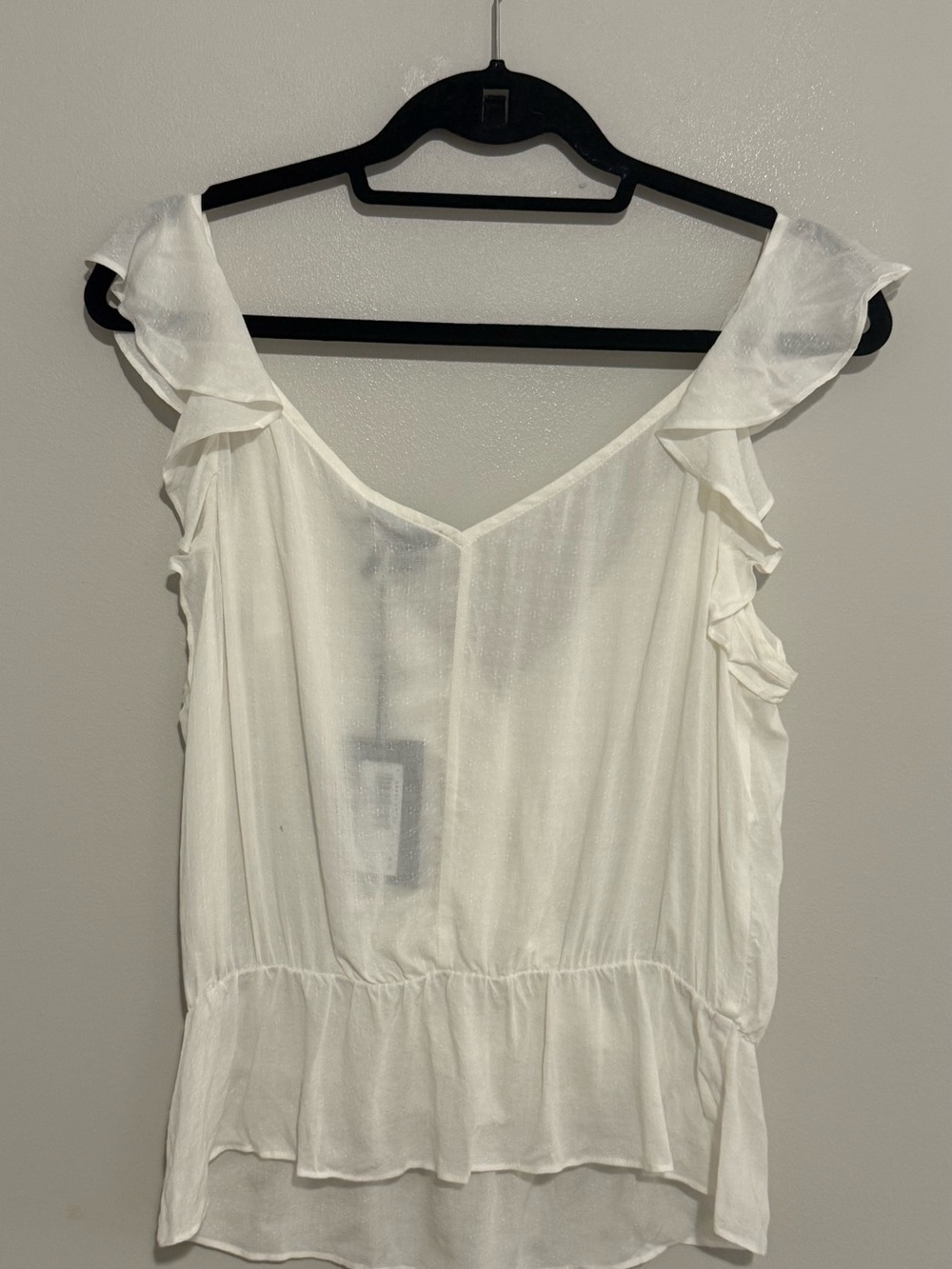PAIGE Ivory Ruffle Wrap Blouse Sleeveless V Neck Peplum Romantic Feminine Top - Picture 4 of 8